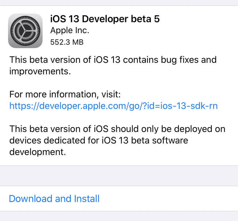 iOS 13 beta5