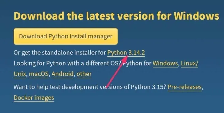 Python公式サイトの DownloadページからPythonのインストーラをダウンロード
