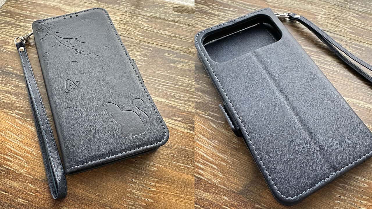 iPhone 17 Pro Max ケース 手帳型 スタンド機能ケース可愛い猫柄 - ダークブルーの実際の画像